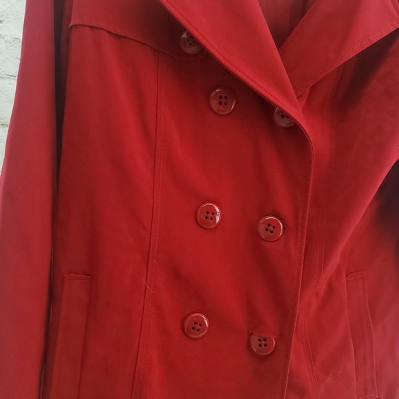 Croft & Barrow Red Double Breasted Pockets Long Sleeve Hooded Coat Size … - Picture 5 of 13